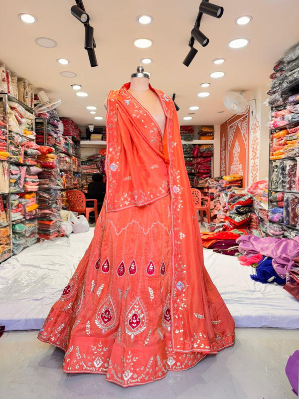 Cosmos Tissue Gota Patti Lehenga