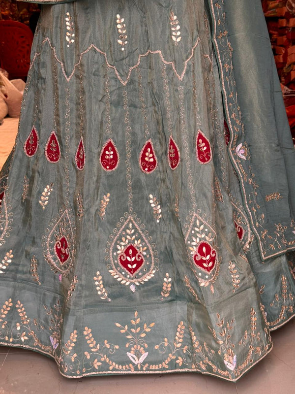 Cosmos Tissue Gota Patti Lehenga