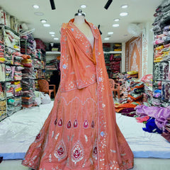 Cosmos Tissue Gota Patti Lehenga