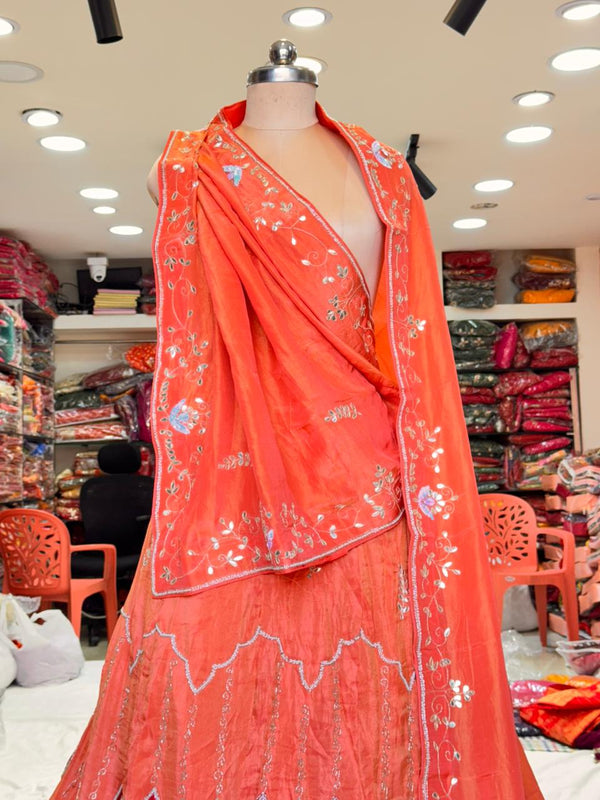 Cosmos Tissue Gota Patti Lehenga