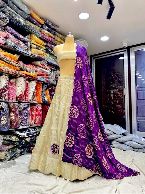 Cosmos Tissue Gota Patti Lehenga