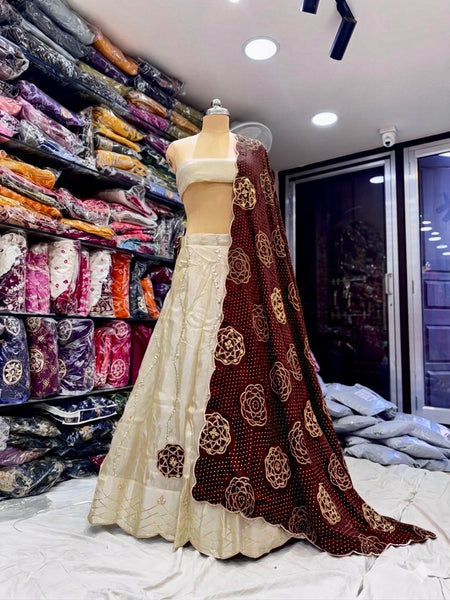 Cosmos Tissue Gota Patti Lehenga