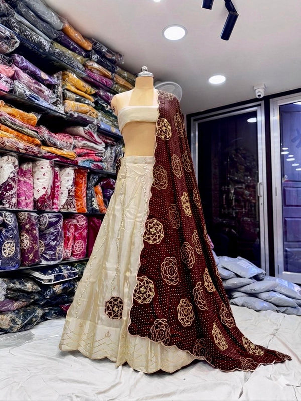 Cosmos Tissue Gota Patti Lehenga