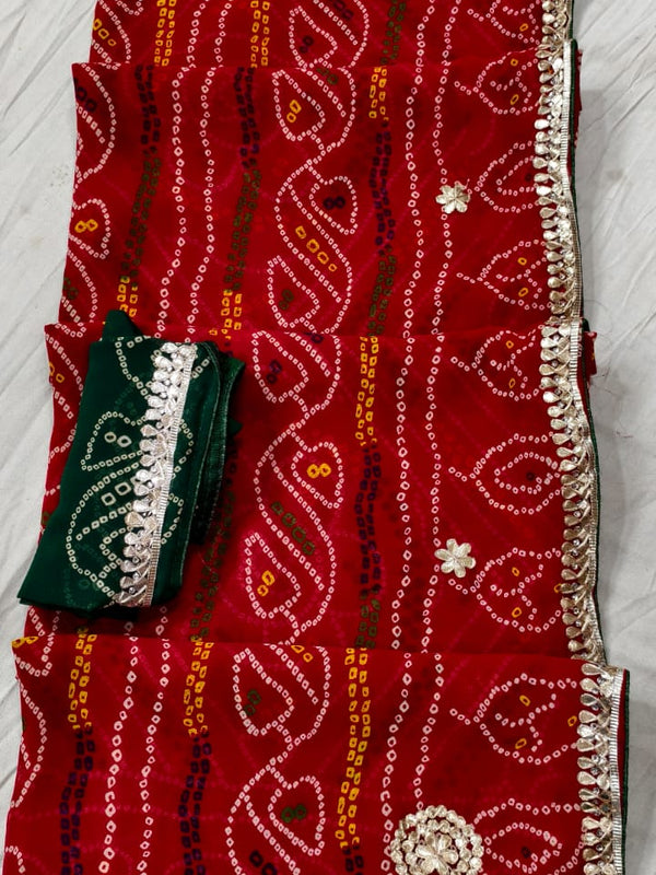 Georgette Rajasthani Bandhej Saree