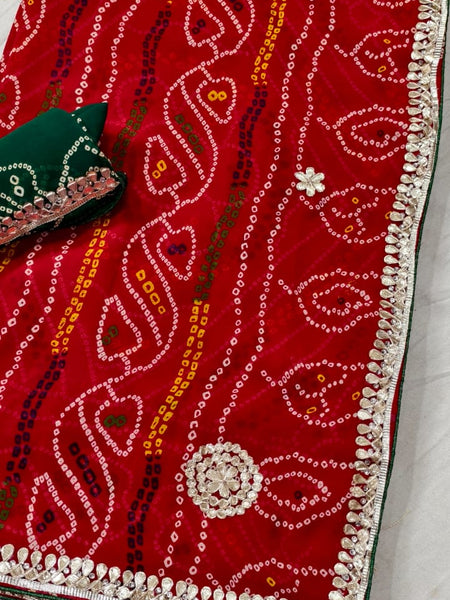 Georgette Rajasthani Bandhej Saree