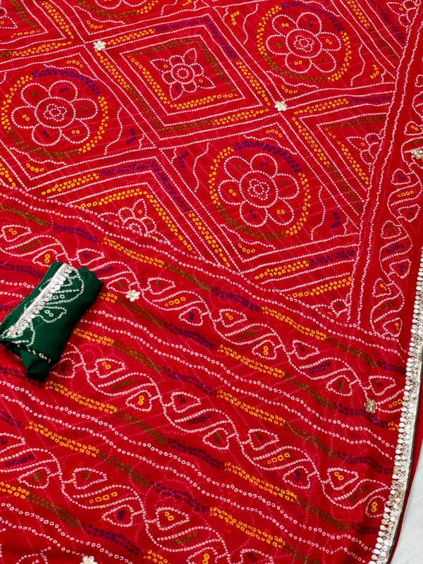 Georgette Rajasthani Bandhej Saree
