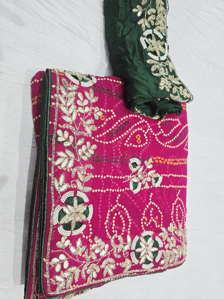 Pure Georgette Rajasthani Bandhej Saree