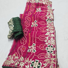 Pure Georgette Rajasthani Bandhej Saree