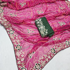 Pure Georgette Rajasthani Bandhej Saree