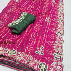 Pure Georgette Rajasthani Bandhej Saree