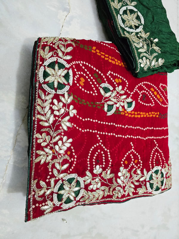 Pure Georgette Rajasthani Bandhej Saree