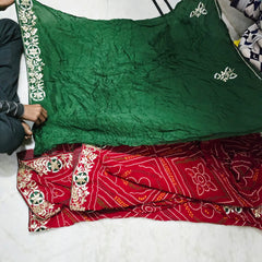 Pure Georgette Rajasthani Bandhej Saree