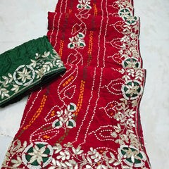Pure Georgette Rajasthani Bandhej Saree