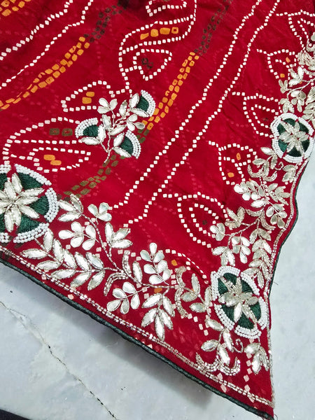 Pure Georgette Rajasthani Bandhej Saree