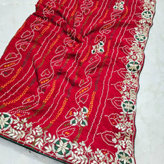 Pure Georgette Rajasthani Bandhej Saree