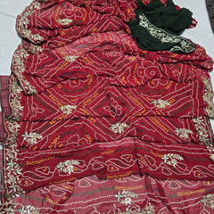 Pure Georgette Rajasthani Bandhej Saree