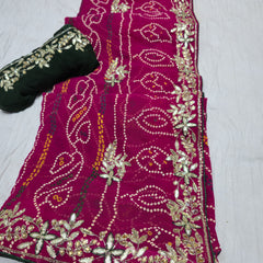 Pure Georgette Rajasthani Bandhej Saree