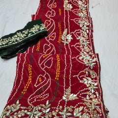 Pure Georgette Rajasthani Bandhej Saree