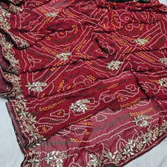 Pure Georgette Rajasthani Bandhej Saree