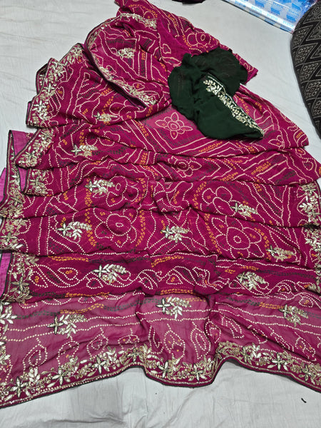 Pure Georgette Rajasthani Bandhej Saree