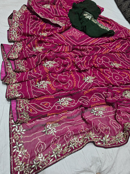 Pure Georgette Rajasthani Bandhej Saree