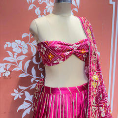 Gajji Satin Ajrak Lehenga