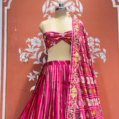Gajji Satin Ajrak Lehenga
