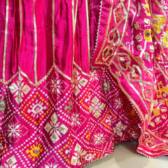 Gajji Satin Ajrak Lehenga