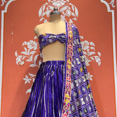 Gajji Satin Ajrak Lehenga