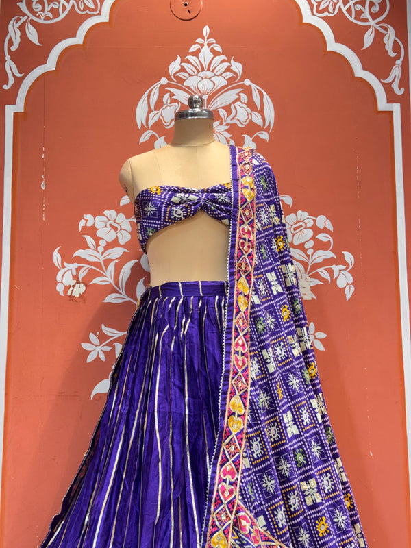 Gajji Satin Ajrak Lehenga