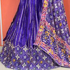 Gajji Satin Ajrak Lehenga