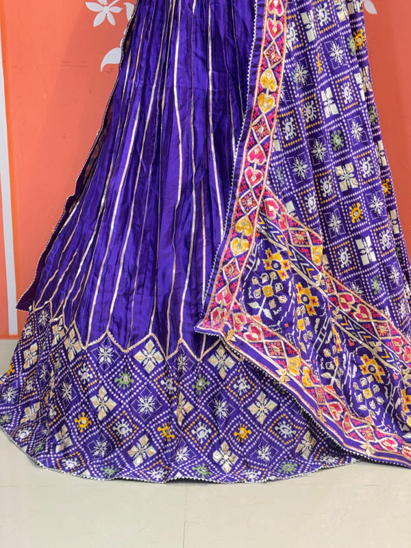 Gajji Satin Ajrak Lehenga