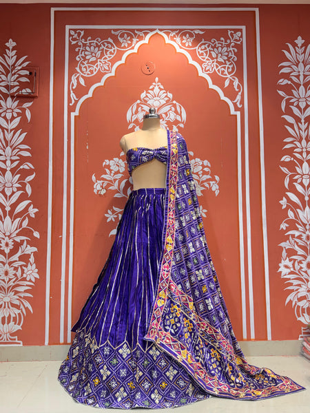 Gajji Satin Ajrak Lehenga