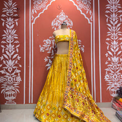Gajji Satin Ajrak Lehenga