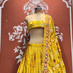 Gajji Satin Ajrak Lehenga