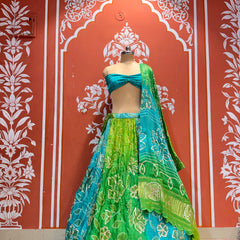Gajji Satin Bandhej Lehenga