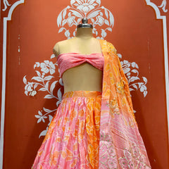 Gajji Satin Bandhej Lehenga