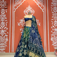 Gajji Satin Bandhej Lehenga