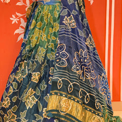 Gajji Satin Bandhej Lehenga