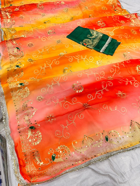 Rajwadi Peacock Saree