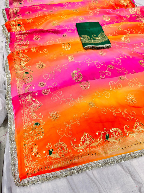 Rajwadi Peacock Saree