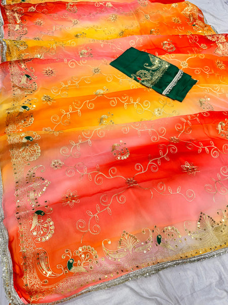 Rajwadi Peacock Saree