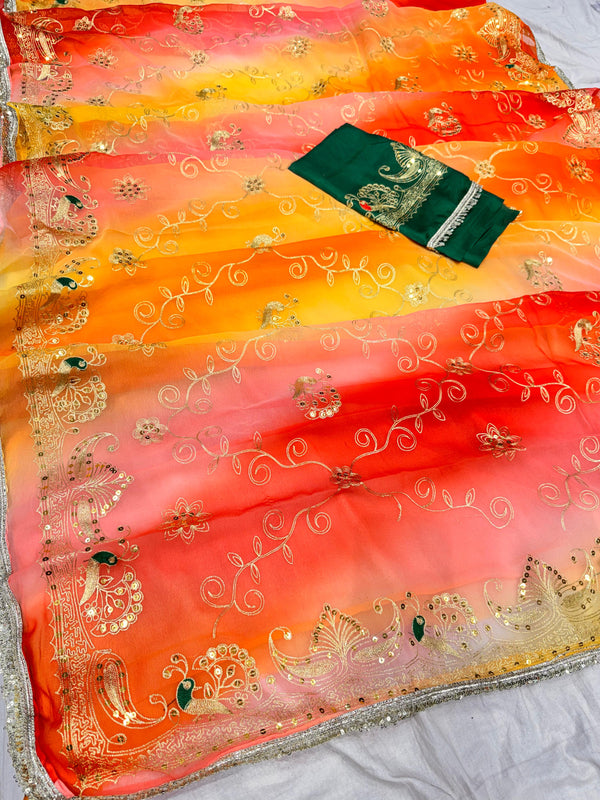 Rajwadi Peacock Saree