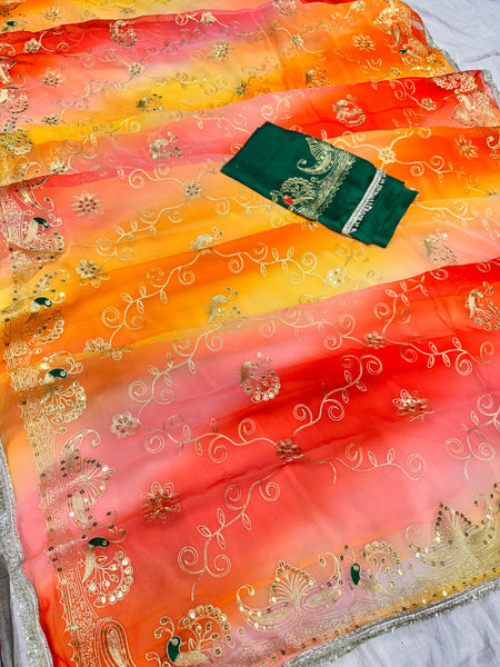 Rajwadi Peacock Saree