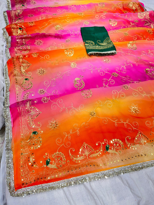 Rajwadi Peacock Saree
