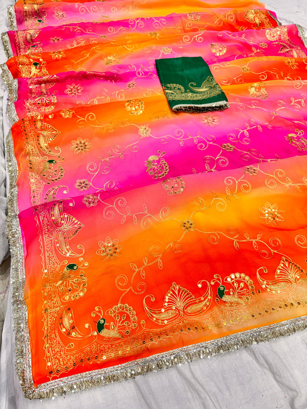 Rajwadi Peacock Saree