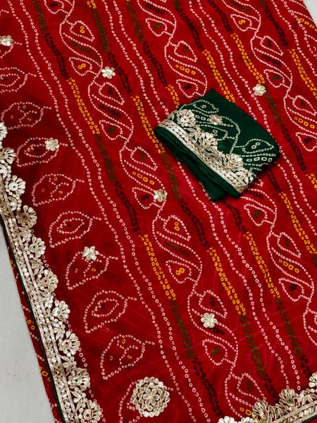 Georgette Bandhej Saree