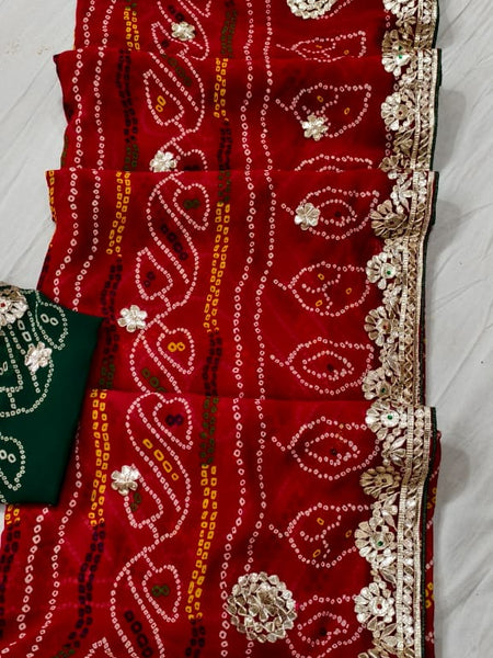 Georgette Bandhej Saree
