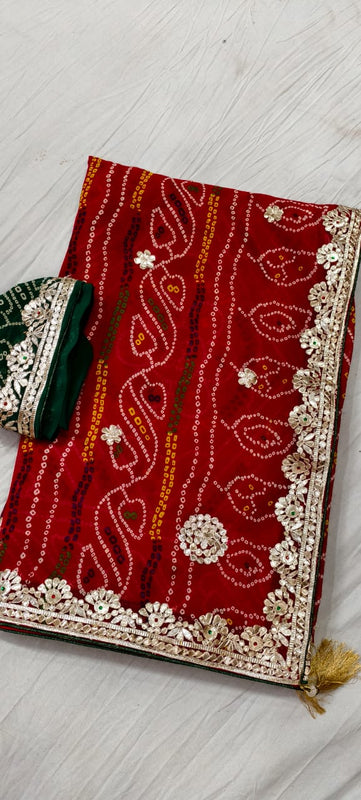 Georgette Bandhej Saree