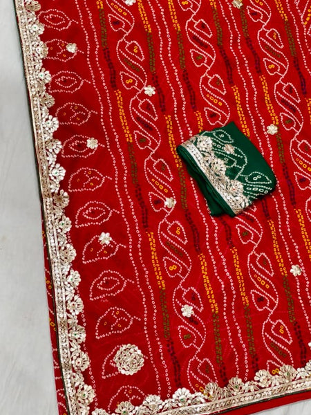 Georgette Bandhej Saree